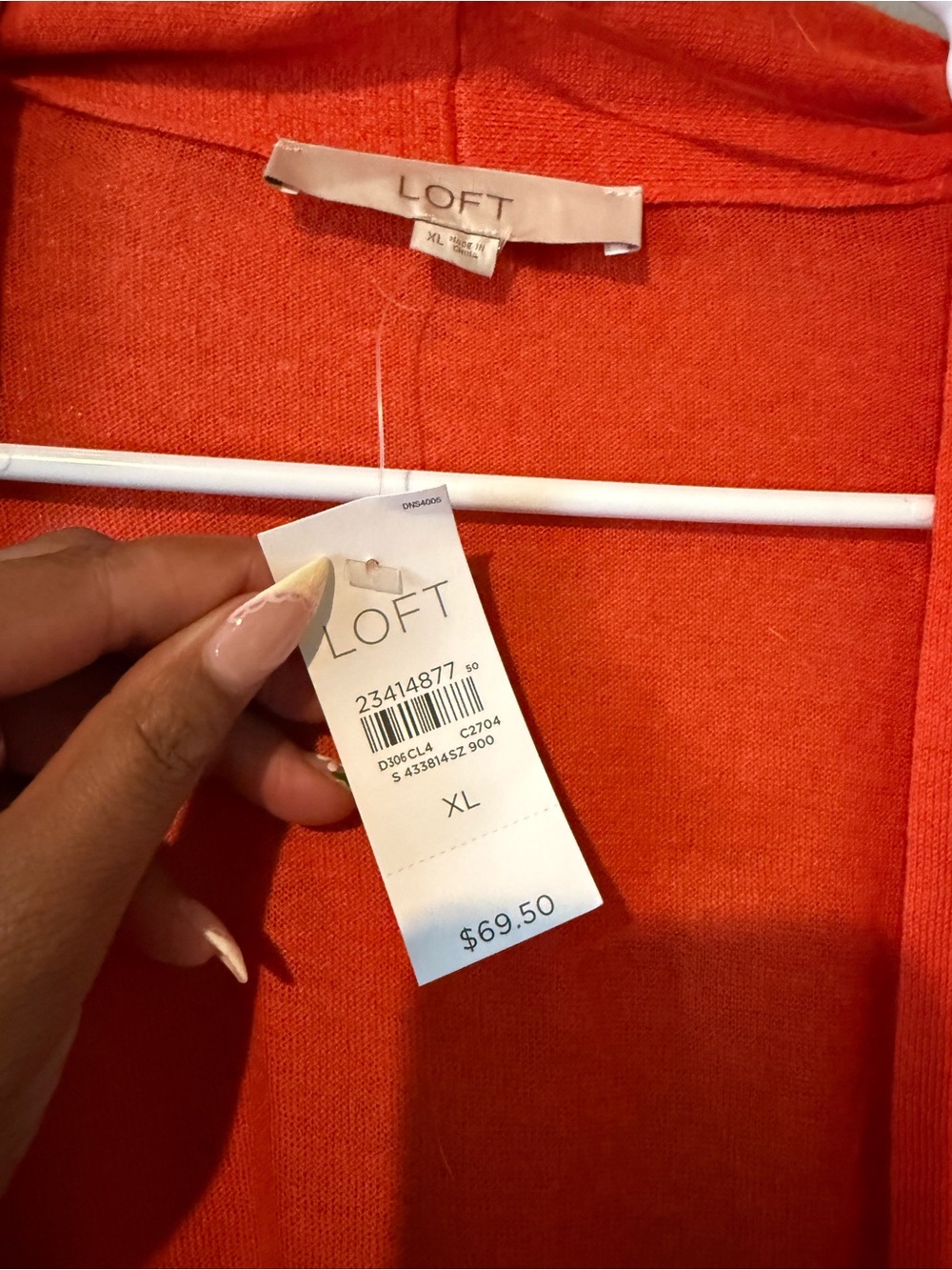 LOFT Orange Open-Front Long Cardigan - Picture 7 of 7